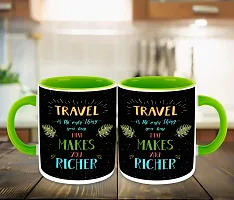 Whats Your Kick? (CSK) Travel Inspiration Printed Light Green Inner Colour Ceramic Coffee Mug- Best Travel Quotes, World, Best Gift | for Travel, Nature (Multi 3)-thumb2