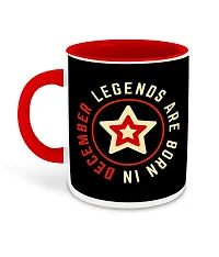 Whats Your Kick? (CSK) - Legends are Born in December Printed Red Inner Colour Ceramic Coffee Mug and Tea Mug with Coaster | Drink | Milk Cup - Best Gift | Legends Happy Birthday (Multi 21)-thumb1