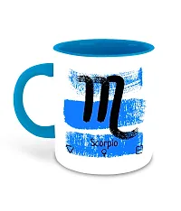 Whats Your Kick (CSK) - Zodiac Inspired Scorpio Printed Light Blue Inner Colour Ceramic Coffee Mug | Drink | Milk Cup - Best Gift | Zodiac, Scorpio, Horoscope (Multi 4)-thumb1