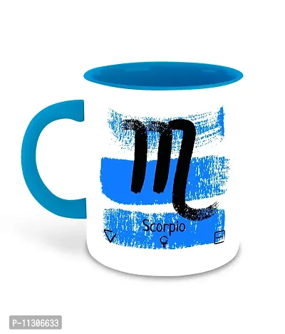 Whats Your Kick (CSK) - Zodiac Inspired Scorpio Printed Light Blue Inner Colour Ceramic Coffee Mug | Drink | Milk Cup - Best Gift | Zodiac, Scorpio, Horoscope (Multi 4)-thumb2