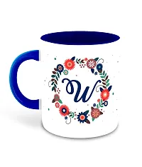 Whats Your Kick? (CSK) - Letter W Name Initial Alphabet Inspiration Printed Blue Inner Color Ceramic Coffee Mug and Tea Mug with Coaster- Birthday | Anniversary (Multi 23)-thumb1