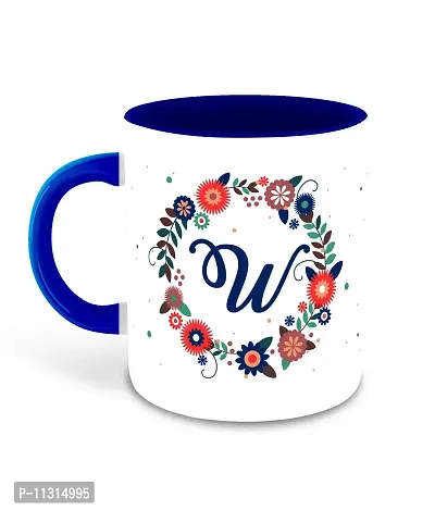 Whats Your Kick? (CSK) - Letter W Name Initial Alphabet Inspiration Printed Blue Inner Color Ceramic Coffee Mug and Tea Mug with Coaster- Birthday | Anniversary (Multi 23)-thumb2