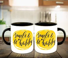 Whats Your Kick? (CSK) Smile Be Happy Inspiration Printed Black Inner Colour Ceramic Coffee Mug- Motivation Quotes, Be Happy, Best Gift | Smile, Happy (Multi 7)-thumb2