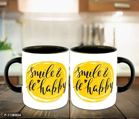 Whats Your Kick? (CSK) Smile Be Happy Inspiration Printed Black Inner Colour Ceramic Coffee Mug- Motivation Quotes, Be Happy, Best Gift | Smile, Happy (Multi 7)-thumb3