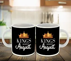 Whats Your Kick? (CSK) - Kings are Born in August Printed White Inner Colour Ceramic Coffee Mug with Coaster | Drink | Milk Cup - Best Gift | Kings Happy Birthday (Design 9)-thumb2