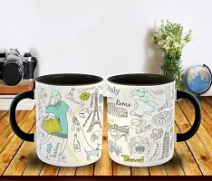 Whats Your Kick? CSK Travel Love Pattern on Black Inner Color Ceramic Coffee Mug Multi 15-thumb2