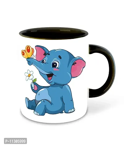 Whats Your Kick (CSK)-Animal Cartoons, Inspiration Printed Black Inner Colour Ceramic Coffee Mug- Funny, Cartoons, Best Gift | for Kids, Unique Gifts (Multi 27)