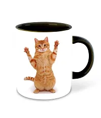 WHATS YOUR KICK (CSK - Cat Lover Inspiration Printed Black Ceramic Coffee Cup & Mug - Cat Design | Gift for Cat Lover | Cat Gift | Best Gift - D4-thumb1