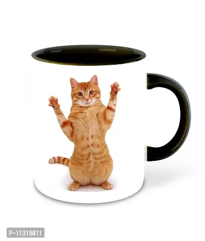 WHATS YOUR KICK (CSK - Cat Lover Inspiration Printed Black Ceramic Coffee Cup & Mug - Cat Design | Gift for Cat Lover | Cat Gift | Best Gift - D4-thumb2