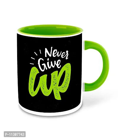 Whats Your Kick? (CSK) - Never Give Up Inspired Designer Printed Green Ceramic Coffee |Tea | Milk Mug (Gift | Motivational Quotes | Best Quotes | Fitness, Gym (Multi-18)