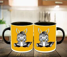 WHATS YOUR KICK (CSK-Animal Cartoons, Inspiration Printed Black Inner Colour Ceramic Coffee Mug with Coaster- Funny, Cartoons, Best Gift | for Kids, Unique Gifts (Multi 12)-thumb2