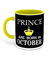 Whats Your Kick? (CSK) - Prince are Born in October Printed Yellow Inner Colour Ceramic Coffee Mug | Drink | Milk Cup - Best Gift | Prince Happy Birthday (Design 9)-thumb1