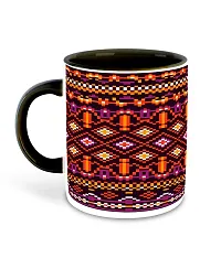 Whats Your Kick? CSK Tribal Inspiration Printed Black Inner Colour Ceramic Coffee Mug- Best Tribal Design, Abstract, Best Gift | Artist, Pattern (Multi 5)-thumb1