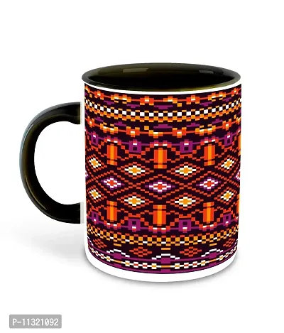 Whats Your Kick? CSK Tribal Inspiration Printed Black Inner Colour Ceramic Coffee Mug- Best Tribal Design, Abstract, Best Gift | Artist, Pattern (Multi 5)-thumb2