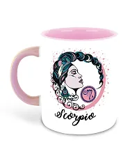 Whats Your Kick (CSK) - Zodiac Inspired Scorpio Printed Pink Inner Colour Ceramic Coffee Mug | Drink | Milk Cup - Best Gift | Zodiac, Scorpio, Horoscope (Multi 11)-thumb1