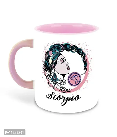 Whats Your Kick (CSK) - Zodiac Inspired Scorpio Printed Pink Inner Colour Ceramic Coffee Mug | Drink | Milk Cup - Best Gift | Zodiac, Scorpio, Horoscope (Multi 11)-thumb2