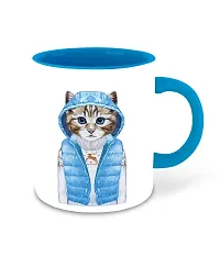 WHATS YOUR KICK (CSK - Cat Lover Inspiration Printed Light Blue Ceramic Coffee Cup & Mug - Cat Design | Gift for Cat Lover | Cat Gift | Best Gift - D18-thumb1