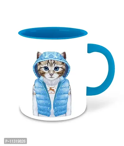 WHATS YOUR KICK (CSK - Cat Lover Inspiration Printed Light Blue Ceramic Coffee Cup & Mug - Cat Design | Gift for Cat Lover | Cat Gift | Best Gift - D18-thumb2