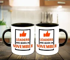 Whats Your Kick? (CSK) Leaders are Born in November Printed Black Inner Colour Ceramic Coffee Mug- (Born in November, Birthday, Best Gift) Design 12-thumb2