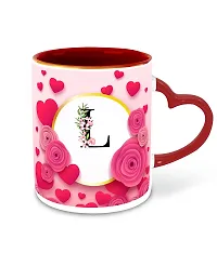 WHATS YOUR KICK (CSK - L Name Alphabet Inspiration Printed Red Heart Handle Ceramic Coffee Cup & Mug - Floral Design | Gift for Girl Friend | Sister Gift | Best Gift - D12-thumb1