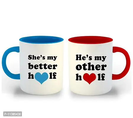 WHATS YOUR KICK (CSK|Love|Anniversary|Birthday|Couple|Valentine Sky Blue & Red Inner Colour Set of 2 Coffee Mug- Gift for Boyfriend, Gift for Girlfriend, Best Gift, Lover Gifts, (Design 23)-thumb0