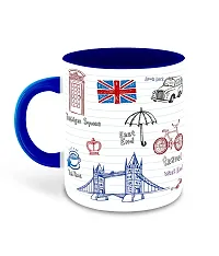 Whats Your Kick? (CSK) London Clipart Inspired Ceramic Dark Blue Inner Color Printed Ceramic Coffee Mug (London, Big Ben, London City) Design-4-thumb1