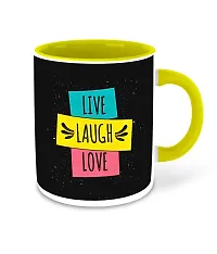 Whats Your Kick (CSK) - Live Love Laugh Inspired Designer Printed Yellow Ceramic Coffee |Tea |Milk Mug with Desky (Gift | Love |Laugh|Motivational Quotes |Hobby (Multi 1)-thumb1