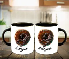 Whats Your Kick (CSK) - Zodiac Inspired Scorpio Printed Black Inner Colour Ceramic Coffee Mug with Coaster | Drink | Milk Cup - Best Gift | Zodiac, Scorpio, Horoscope (Multi 13)-thumb2