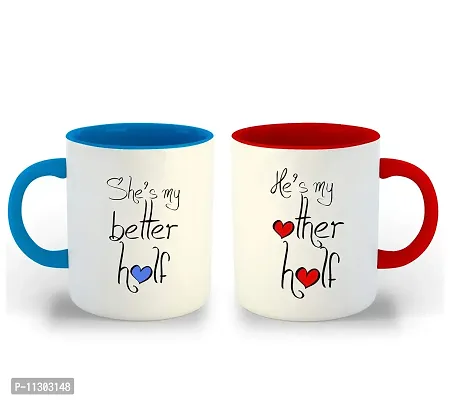 WHATS YOUR KICK (CSK|Love|Anniversary|Birthday|Couple|Valentine Sky Blue & Red Inner Colour Set of 2 Coffee Mug- Gift for Boyfriend, Gift for Girlfriend, Best Gift, Lover Gifts, (Design 20)-thumb0