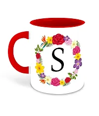 Whats Your Kick? (CSK) - Letter S Name Initial Alphabet Inspiration Printed Red Inner Color Ceramic Coffee Mug and Tea Mug - Birthday | Anniversary (Multi 19)-thumb1