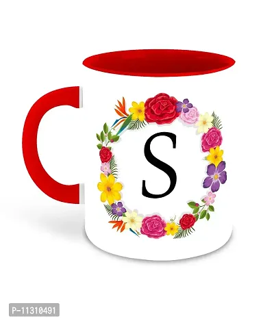 Whats Your Kick? (CSK) - Letter S Name Initial Alphabet Inspiration Printed Red Inner Color Ceramic Coffee Mug and Tea Mug - Birthday | Anniversary (Multi 19)-thumb2