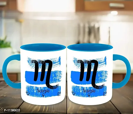 Whats Your Kick (CSK) - Zodiac Inspired Scorpio Printed Light Blue Inner Colour Ceramic Coffee Mug | Drink | Milk Cup - Best Gift | Zodiac, Scorpio, Horoscope (Multi 4)-thumb3