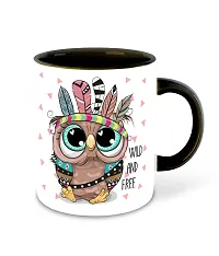 Whats Your Kick? (CSK) - Cute Animal Cartoon Inspiration Printed Black Ceramic Coffee Mug and Tea Mug with Coaster - Birthday | Kids Gift | Best Gift | Hobby (Multi 1)-thumb1