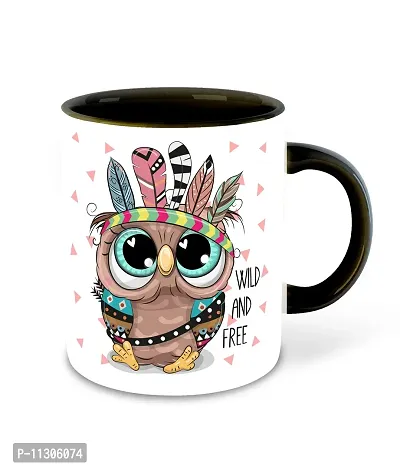 Whats Your Kick? (CSK) - Cute Animal Cartoon Inspiration Printed Black Ceramic Coffee Mug and Tea Mug with Coaster - Birthday | Kids Gift | Best Gift | Hobby (Multi 1)-thumb2