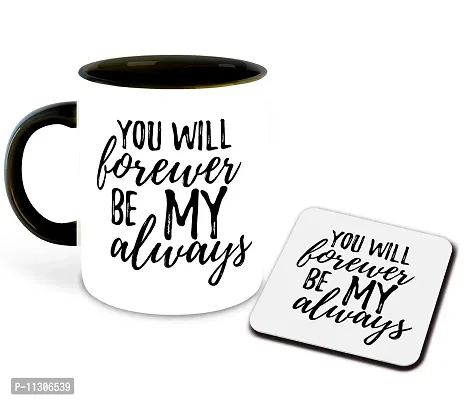 Whats Your Kick? (CSK) I Love You Inspiration Printed Black Inner Colour Ceramic Coffee & Tea Mug with Coaster- Love Quotes, Couples, Best Gift | Valentine Day, for Girl Friend, Boy Friend (Multi 3)