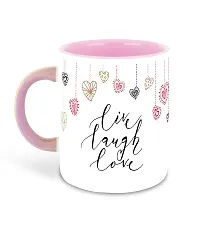 Whats Your Kick? (CSK) Live Love Laugh Inspired Printed Designer Pink Inner Color Ceramic Coffee Mug with Coaster (Live Love Laugh, Live Love Laugh Quotes, Birthday Gift, Best Gift) Multi- 6-thumb1