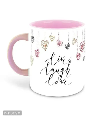 Whats Your Kick? (CSK) Live Love Laugh Inspired Printed Designer Pink Inner Color Ceramic Coffee Mug with Coaster (Live Love Laugh, Live Love Laugh Quotes, Birthday Gift, Best Gift) Multi- 6-thumb2