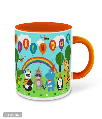 WHATS YOUR KICK (CSK-Animal Cartoons, Inspiration Printed Orange Inner Colour Ceramic Coffee Mug- Funny, Cartoons, Best Gift | for Kids, Unique Gifts (Multi 3)-thumb2