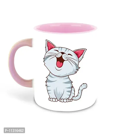 WHATS YOUR KICK (CSK - Cat Lover Inspiration Printed Pink Ceramic Coffee Cup & Mug - Cat Design | Gift for Cat Lover | Cat Gift | Best Gift - D1-thumb0