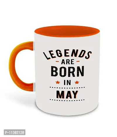 Whats Your Kick? (CSK) Legends are Born in May Inspiration Printed Orange Inner Colour Ceramic Coffee Mug and Tea Mug- Quotes, Born in May, Best Gift | Born in May, Months (Multi 8)-thumb0