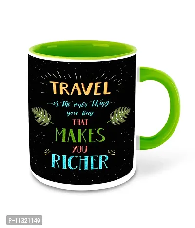 Whats Your Kick? (CSK) Travel Inspiration Printed Light Green Inner Colour Ceramic Coffee Mug- Best Travel Quotes, World, Best Gift | for Travel, Nature (Multi 3)-thumb0