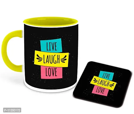 Whats Your Kick (CSK) - Live Love Laugh Inspired Designer Printed Yellow Ceramic Coffee |Tea |Milk Mug with Desky (Gift | Love |Laugh|Motivational Quotes |Hobby (Multi 1)