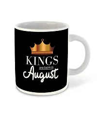 Whats Your Kick? (CSK) - Kings are Born in August Printed White Inner Colour Ceramic Coffee Mug with Coaster | Drink | Milk Cup - Best Gift | Kings Happy Birthday (Design 9)-thumb1