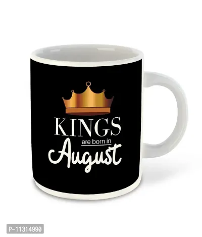 Whats Your Kick? (CSK) - Kings are Born in August Printed White Inner Colour Ceramic Coffee Mug with Coaster | Drink | Milk Cup - Best Gift | Kings Happy Birthday (Design 9)-thumb2