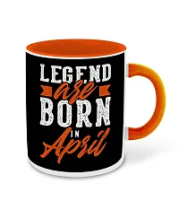 Whats Your Kick? (CSK) - Legends are Born in April Printed Orange Inner Colour Ceramic Coffee Mug with Coaster | Drink | Milk Cup - Best Gift | Legends Happy Birthday (Multi 9)-thumb1