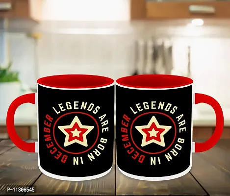 Whats Your Kick? (CSK) - Legends are Born in December Printed Red Inner Colour Ceramic Coffee Mug and Tea Mug with Coaster | Drink | Milk Cup - Best Gift | Legends Happy Birthday (Multi 21)-thumb3