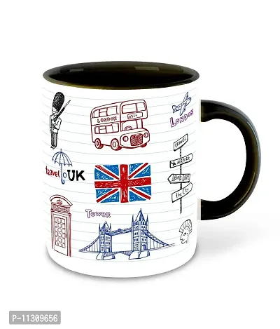 Whats Your Kick? (CSK) London Clipart Inspired Ceramic Black Inner Color Printed Ceramic Coffee Mug (London, Big Ben, London City) Design-14-thumb0