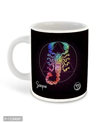 Whats Your Kick (CSK) - Zodiac Inspired Scorpio Printed White Inner Colour Ceramic Coffee Mug | Drink | Milk Cup - Best Gift | Zodiac, Scorpio, Horoscope (Multi 8)-thumb2