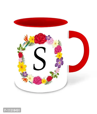 Whats Your Kick? (CSK) - Letter S Name Initial Alphabet Inspiration Printed Red Inner Color Ceramic Coffee Mug and Tea Mug - Birthday | Anniversary (Multi 19)-thumb0