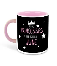 Whats Your Kick? (CSK) - Princess are Born in June Printed Pink Inner Colour Ceramic Coffee Mug | Drink | Milk Cup - Best Gift | Princess Happy Birthday (Multi 6)-thumb1